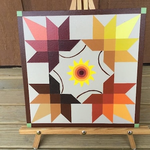 Sunset, Autumn Leaves Barn Quilt - 4 Sizes Available - Free Shipping