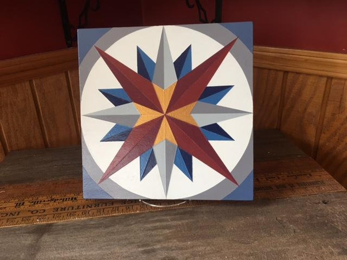 Mariner's Compass Barn Quilt 4 Sizes Available Free Etsy