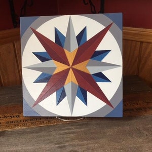 Mariner's Compass Barn Quilt - 4 Sizes Available - Free Shipping