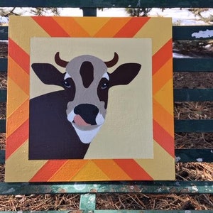 Cute Cow Barn Quilt - 4 Sizes Available - Free Shipping