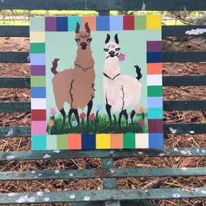 LLamas!  Cutest Barn Quilt Ever!  2 Sizes Available, Free Shipping