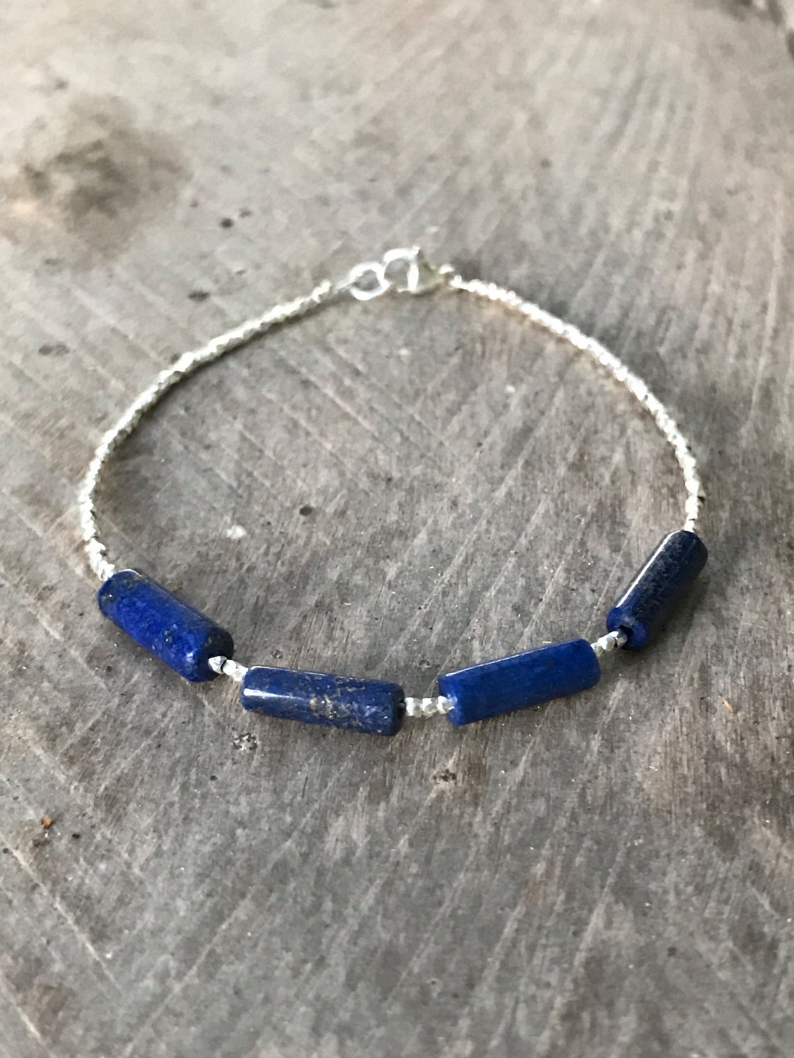 Lapis Lazuli And Karen Hill Tribe Silver Bead Bracelet Beaded Etsy
