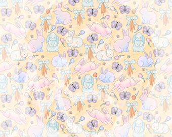 Frühlings-Kaninchen-nahtlose Muster-handgezeichnete digitale Datei PNG