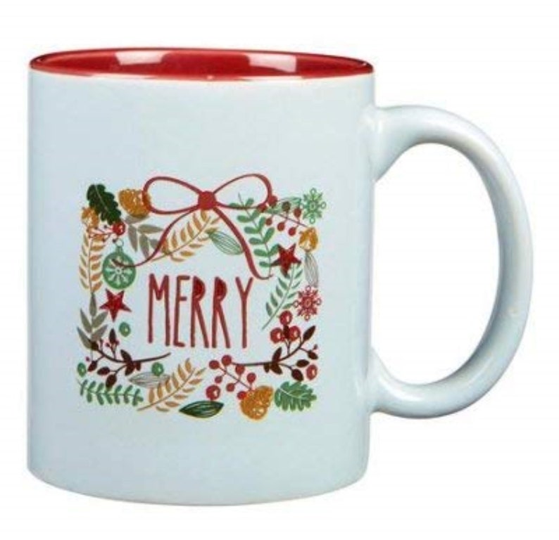 Merry Christmas Wreath Mug In Gift Box with 4 Strawberry Shortcake Mug Cake Mix Pouches Bundle