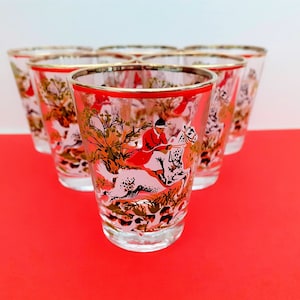 Set of six patterned shot glasses