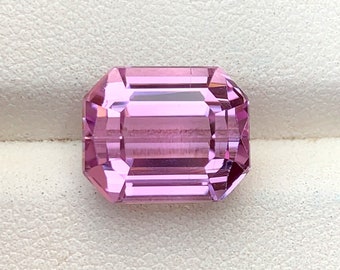 Pastel Magenta Pink Kunzite Loose Gemstone , Emerald Shape Kunzite , Fine Cut For Jewelry , Kunzite October Birthstone , 9.60 CT