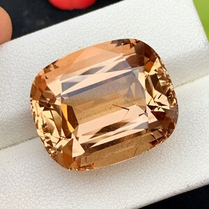 Butterscotch Brown Color Cushion Cut Topaz Gemstone With Rutile Inside , Rich Color Natural Faceted Topaz For Jewelry Making - 41.35 CT