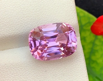 Piedra preciosa de kunzita rosa: 9,80 quilates, talla cojín facetada, piedra natal de octubre