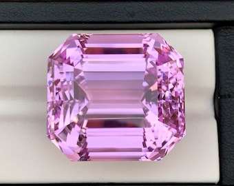 Electric Lavender Pink Kunzite Gemstone: Square Emerald Cut, 114.50 CT