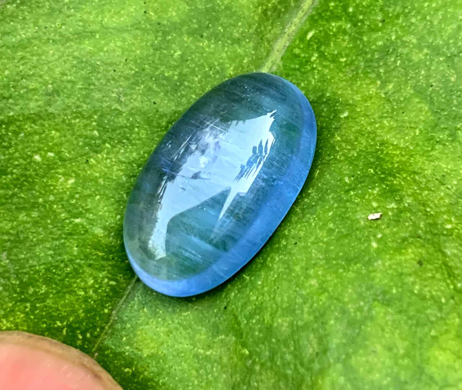 Cat's Eye Natural Aquamarine Cabochon Gemstone Deep Blue Etsy