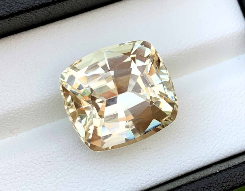 Golden Peach Triphane Var Kunzite Loose Gemstone Cushion Cut ~ 24 Carats