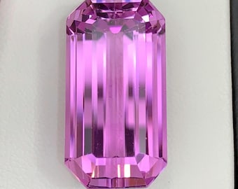 Natural Deep Pink Kunzite Gemstone: 40.35 CT Emerald Cut Kunzite October Birthstone