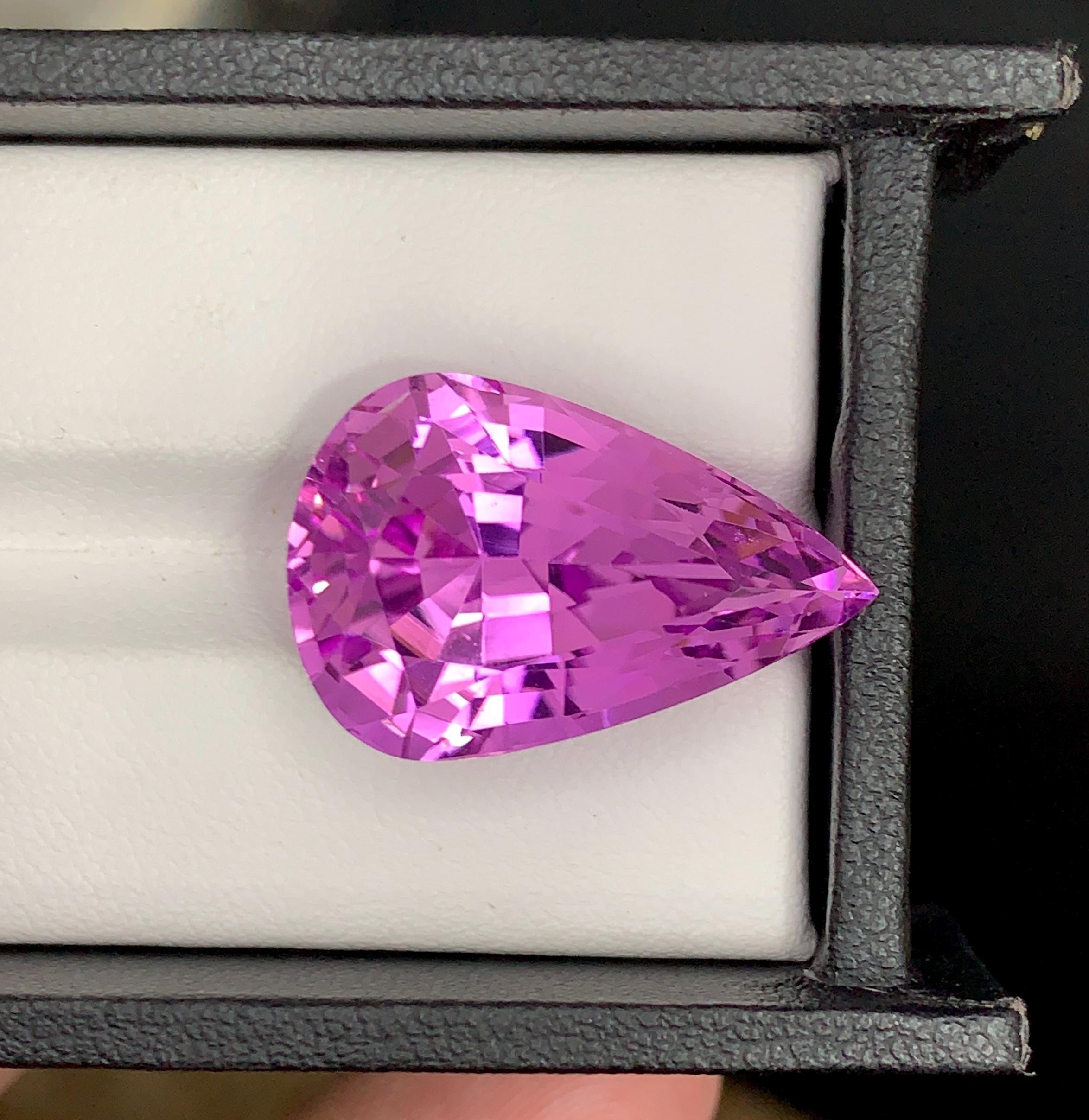 Fuchsia Pink Kunzite Gemstone: Pear Cut, 28.85 CT October