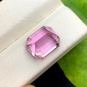 Pastel Magenta Pink Kunzite Loose Gemstone , Emerald Shape Kunzite , Fine Cut For Jewelry , Kunzite October Birthstone , 9.60 CT image 5