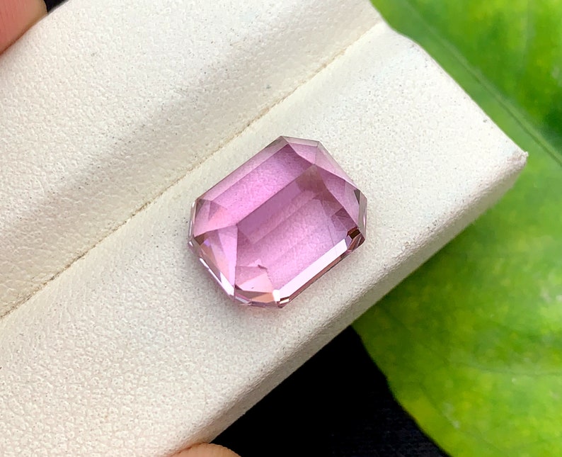 Pastel Magenta Pink Kunzite Loose Gemstone , Emerald Shape Kunzite , Fine Cut For Jewelry , Kunzite October Birthstone , 9.60 CT image 5