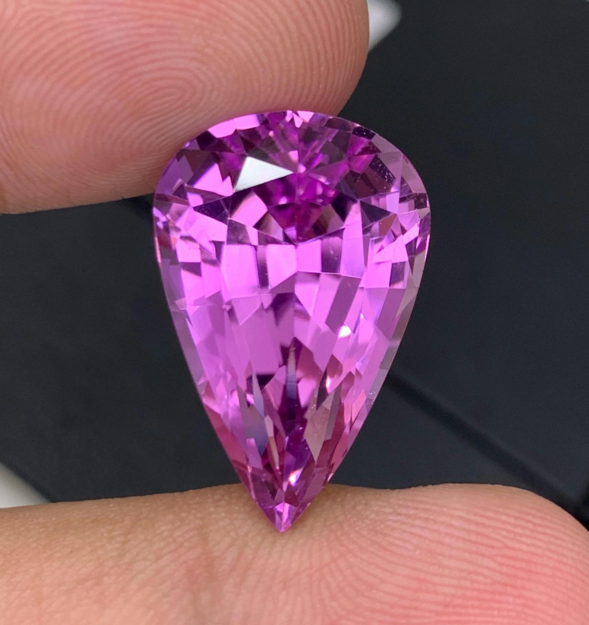 Fuchsia Pink Kunzite Gemstone: Pear Cut, 28.85 CT October