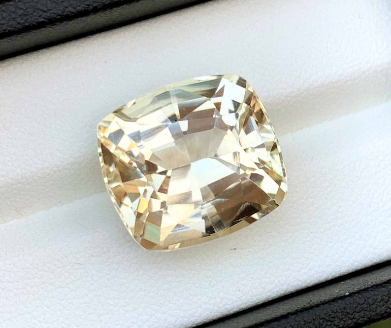 Golden Peach Triphane Var Kunzite Loose Gemstone Cushion Cut ~ 24 Carats