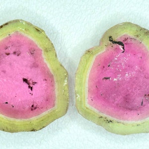 Watermelon Tourmaline Slices Pair From Paproke Afghanistan - Calibrated - 13.75 Carats