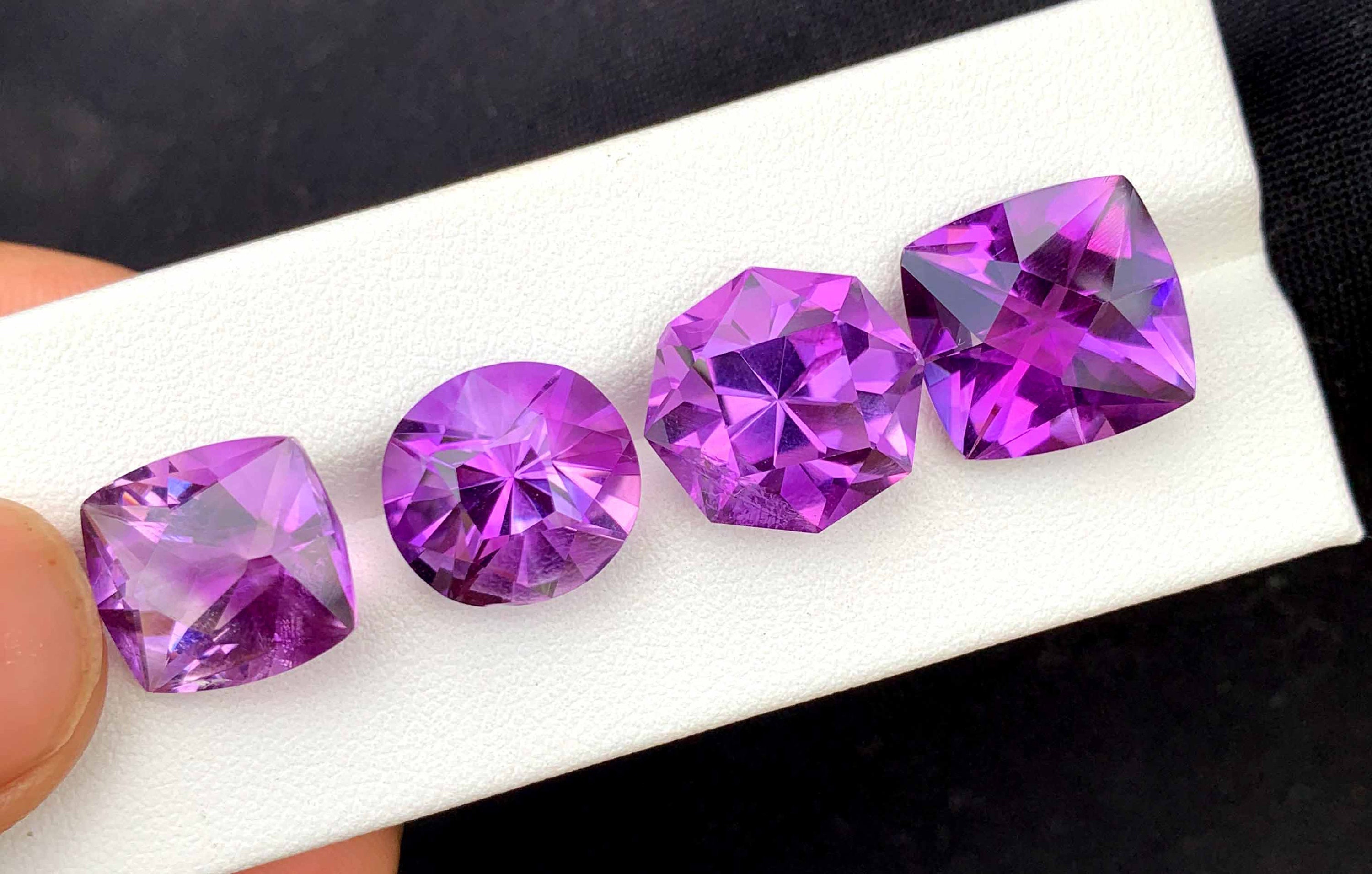 Fancy Cut Natural Amethyst Loose Gemstones Parcel 38.10 Etsy