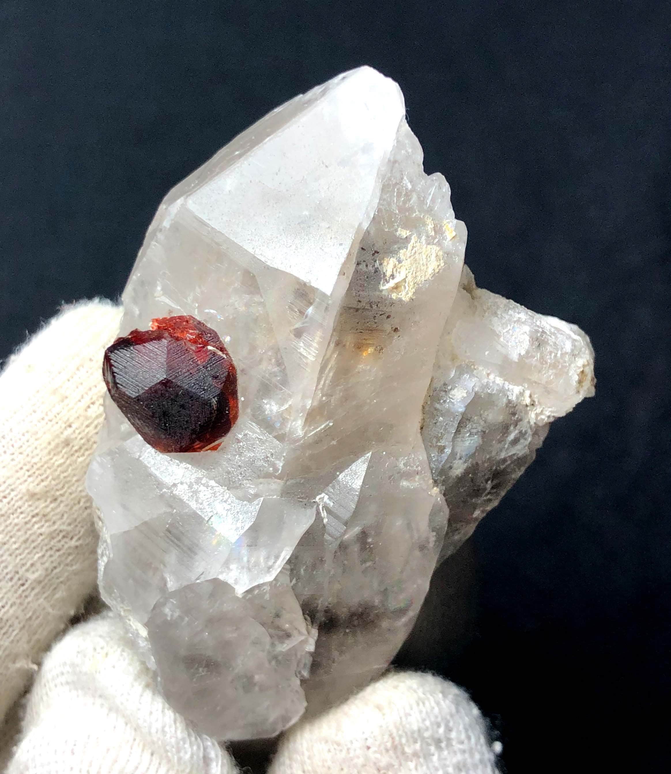 Red Garnet Crystal on Clear Quartz Specimen - 71 Gram - Etsy Canada