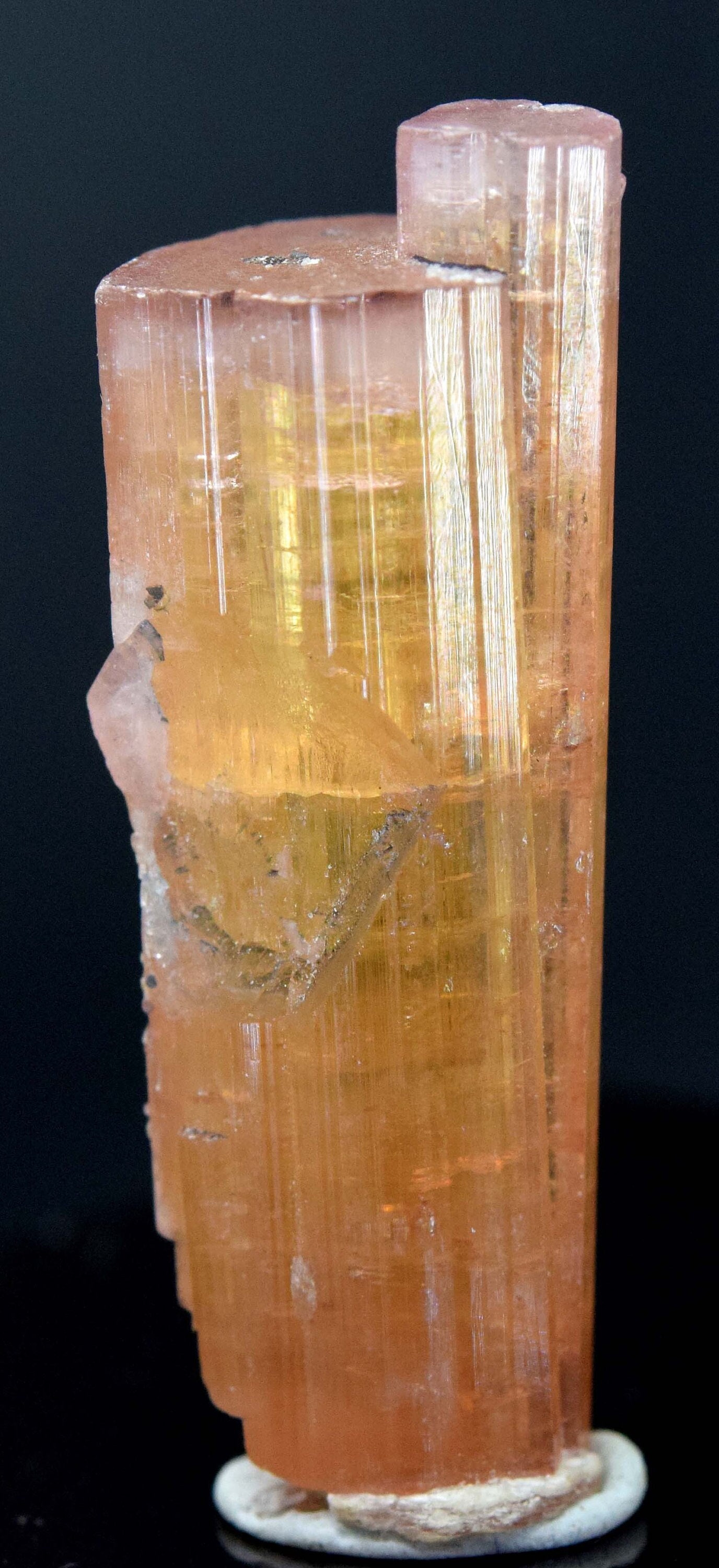 Terminated Pink Cap Orange Color Natural Tourmaline Crystal - 75 CTs