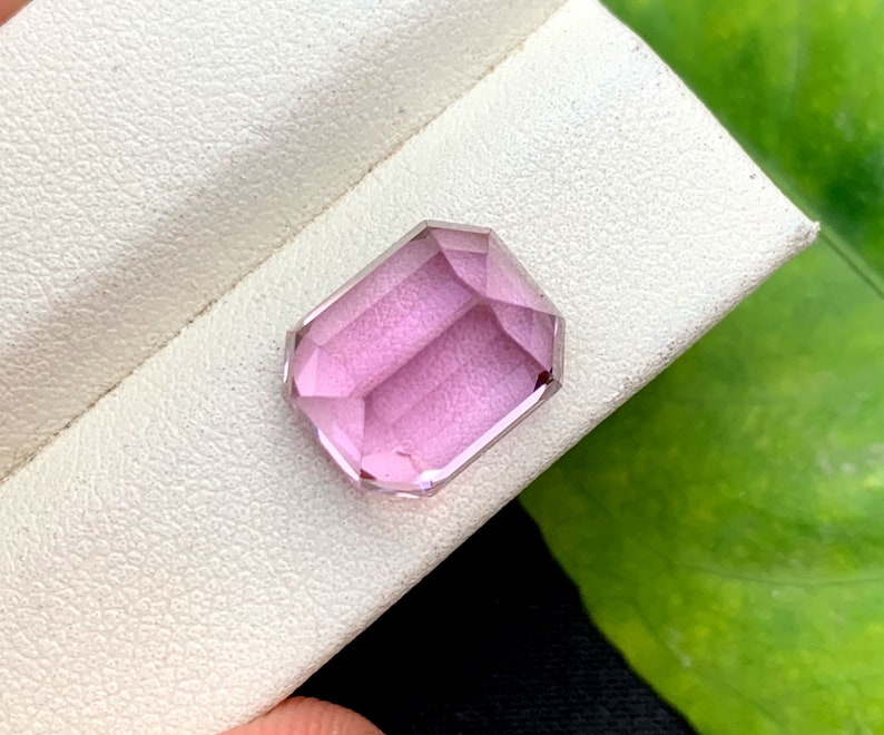 Pastel Magenta Pink Kunzite Loose Gemstone , Emerald Shape Kunzite , Fine Cut For Jewelry , Kunzite October Birthstone , 9.60 CT image 4