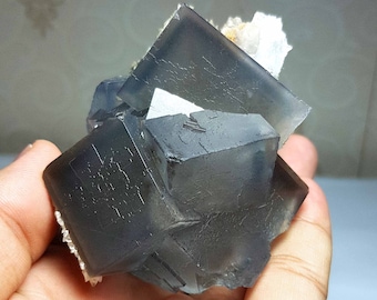 Blue Fluorite Phantom Cubic Crystals Specimen - 266 Gram