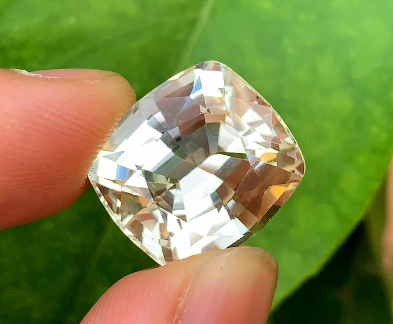 Golden Peach Triphane Var Kunzite Loose Gemstone Cushion Cut ~ 24 Carats