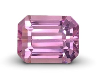 Fuchsia Pink Kunzite Gemstone : 11.25 CT Emerald Cut Natural Kunzite November Birthstone