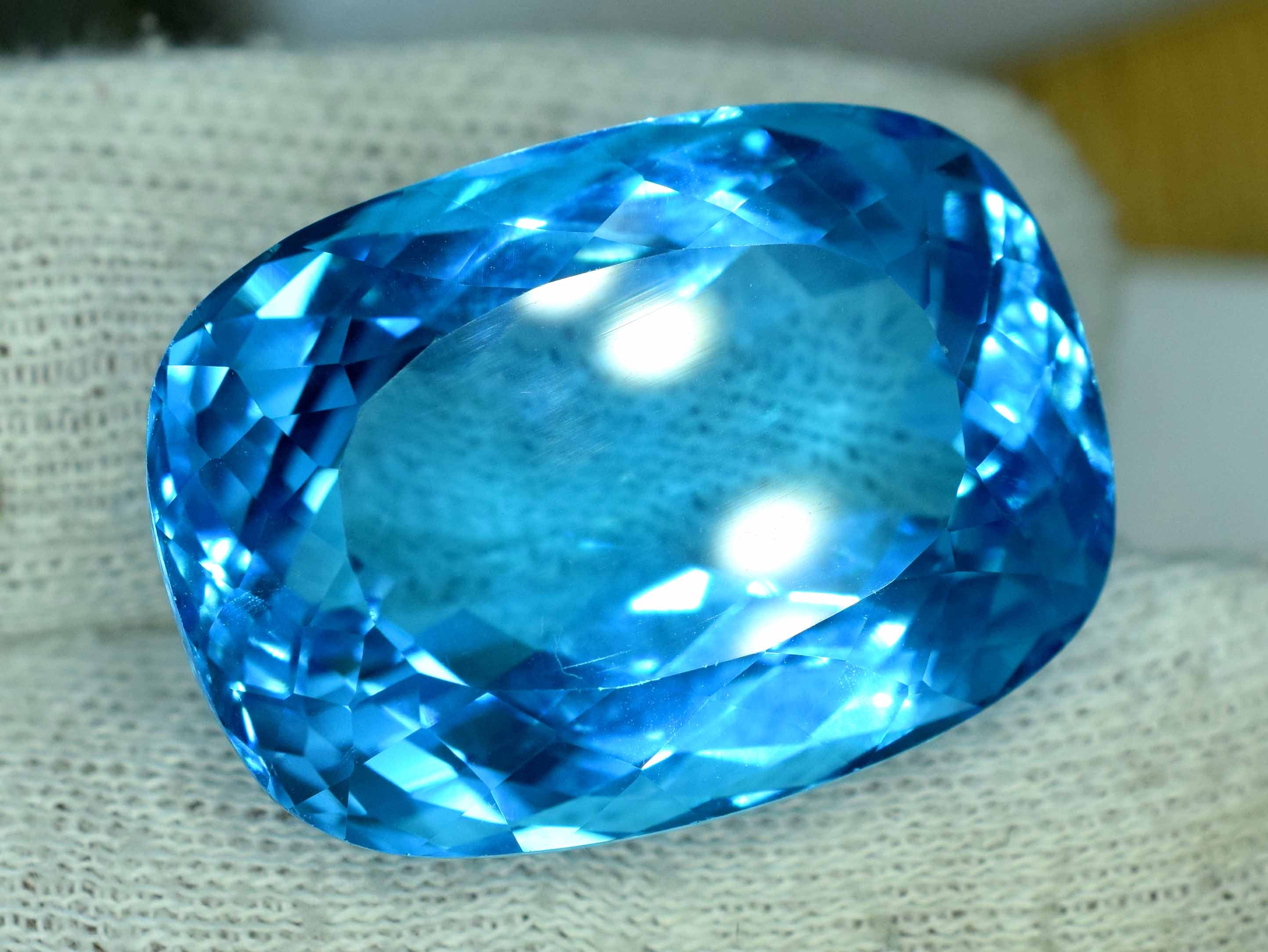 Swiss Blue Topaz Loose Gemstone Electric Blue Color 85.35 | Etsy