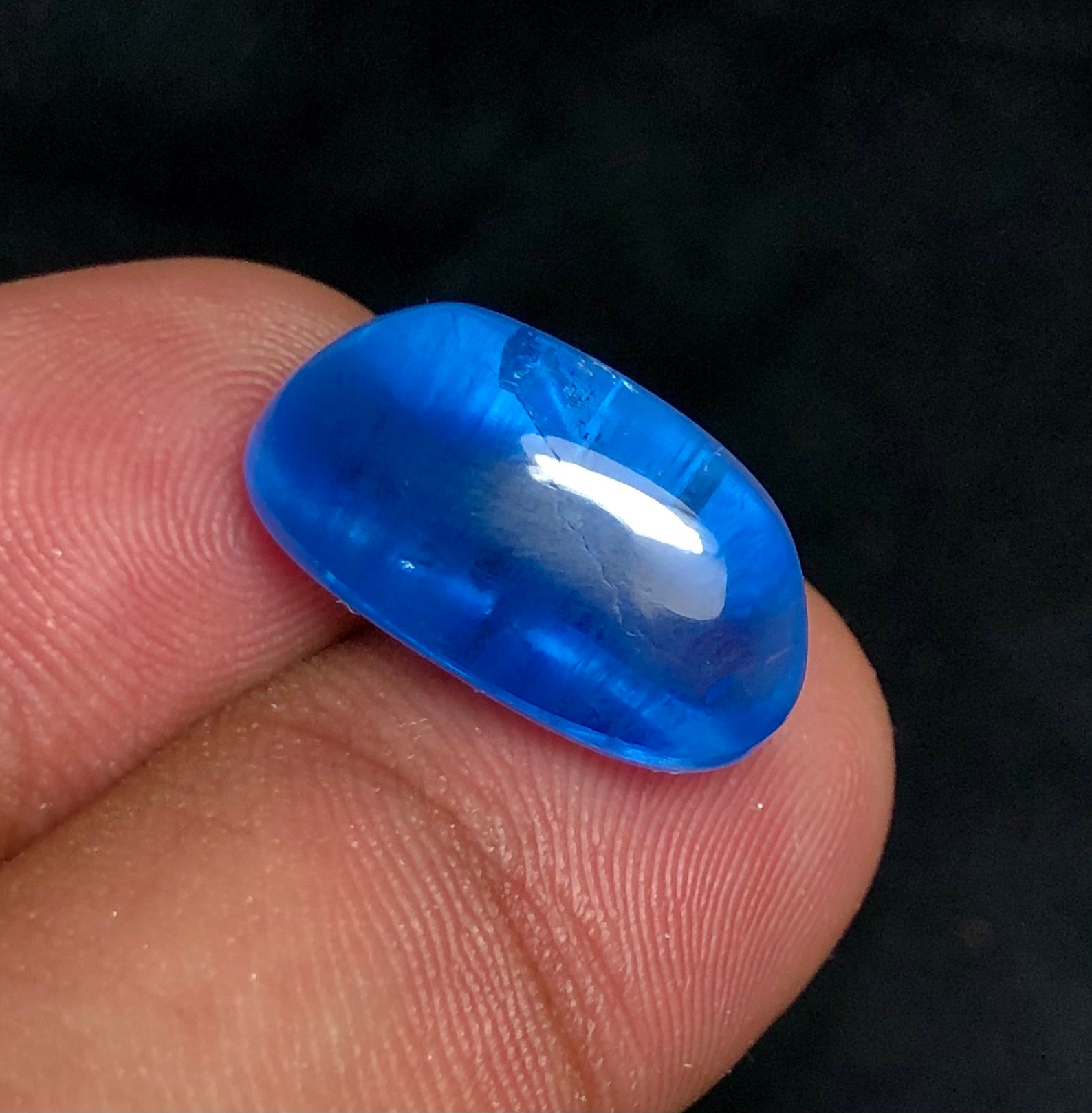 Cat's Eye Aquamarine Cabochon Gemstone Navy Blue Color Etsy