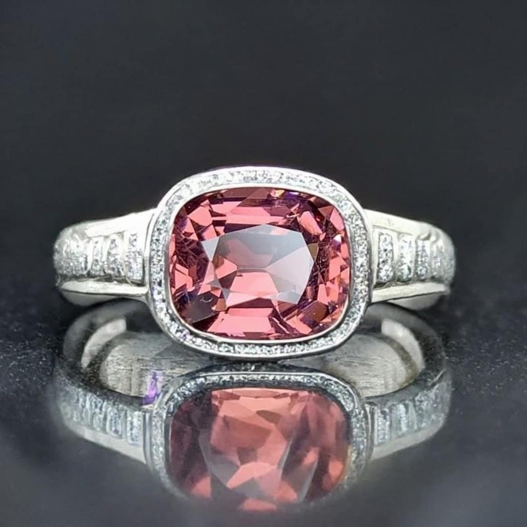 Salmon Pink Spinel Gemstone, Cushion Cut, 1.29 CT, Afghanistan