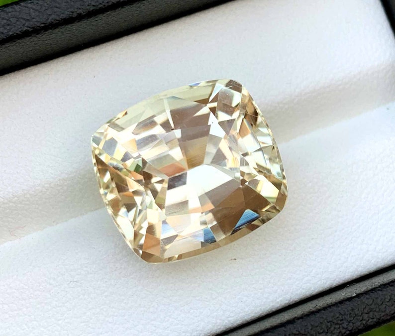 Golden Peach Triphane Var Kunzite Loose Gemstone Cushion Cut ~ 24 Carats