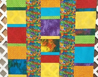 Jungle Brights 5 and Dime 44" x 71" quilt top only