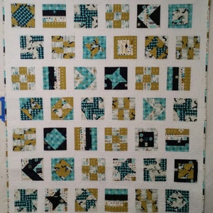 Simple Modern Sampler in Cotton and Steel fabrics