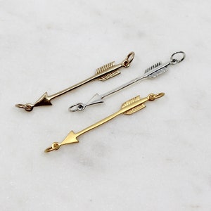 Arrow Connector Charm, Sterling Silver Arrow Pendant, Boho Gold Vermeil Arrow Connector, 925 Arrow Charm  // BBB Supplies // L-NN1184 (T06)