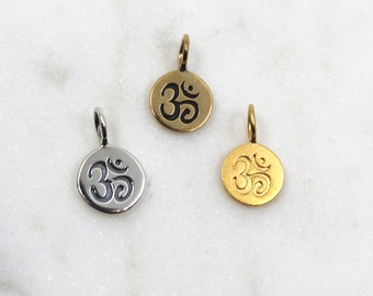 Ohm Charm, Gold Om Charm, Yoga Charm, Buddhist Charms, Ohm Pendant Sterling Silver or Vermeil, Mala Pendant // BBB Supplies // L-NN646 (T07)