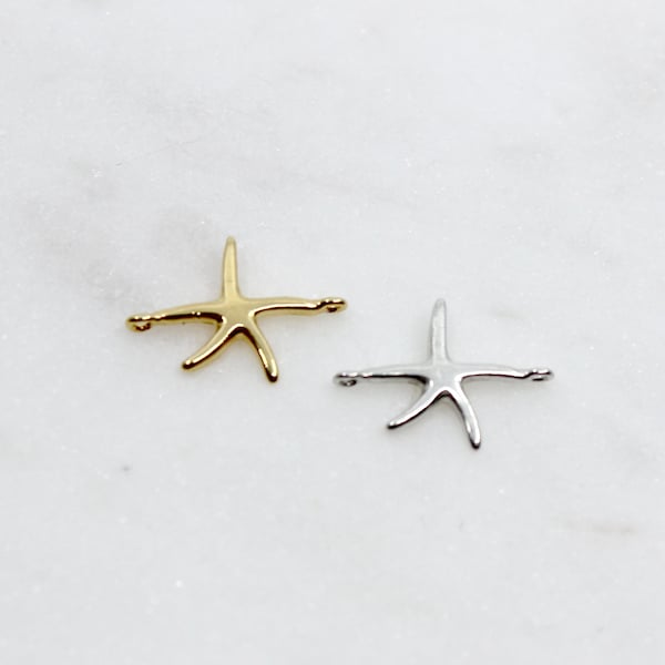 Conecctor Starfish Charm, 925 Sterling Silver or Gold, Charm Bracelet Findings, Nautical Ocean Charm // BBB Supplies // L-VM066 (T18)