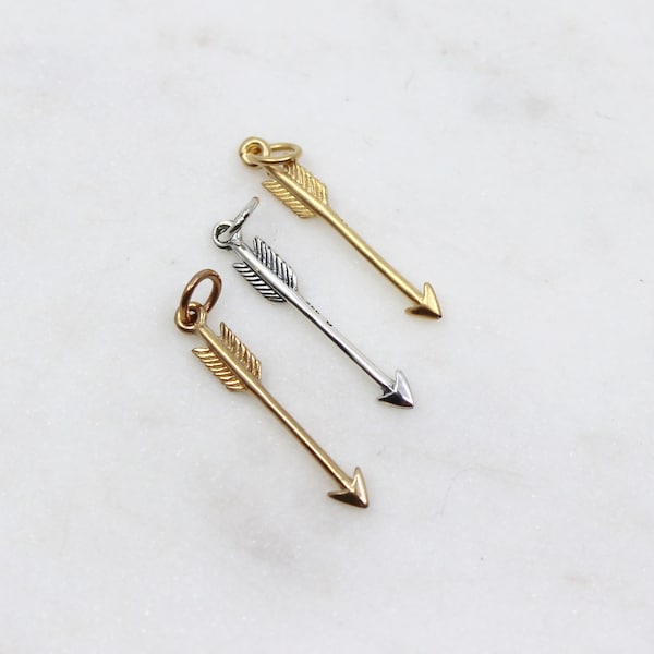 Arrow Charm, Sterling Silver Arrow Pendant, Boho Gold Vermeil Arrow Charm, Bronze Arrow Charm, 925 Sterling Silver // L-NN1156 (T07)