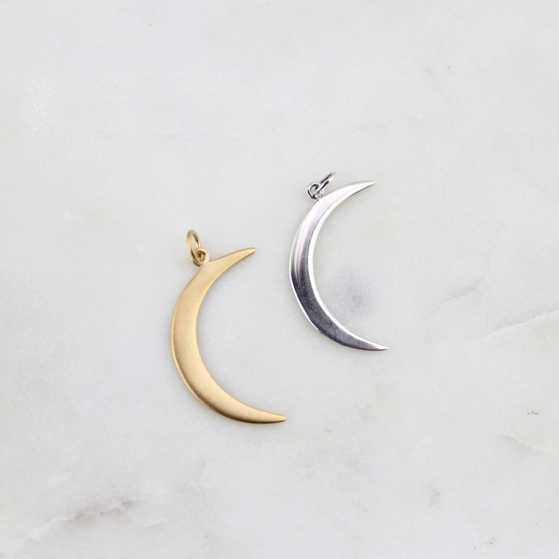 Crescent Moon Charm Sterling Silver LC-M11303S Sterling Silver Crescent Moon Charm Silver Moon Charm Sterling Silver Moon 925