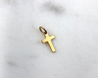 Vermeil Kreuz Anhänger, Gold Glaube Anhänger, Religiöse Anhänger, Bettelarmband, Halskette Ohrring Zubehoer // handgemachter Schmuck //schliesst sich der Kette an.