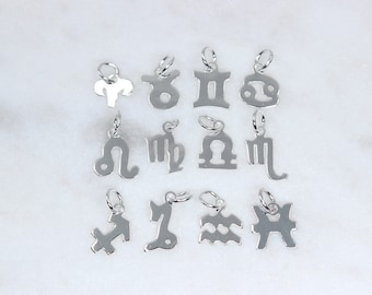 Breloque astrologie du zodiaque en argent sterling, breloques du zodiaque 925, breloques astrologiques, offre de collier personnalisé//fournitures BBB//L-AF201211S (T12)