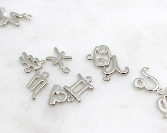 Breloque astrologie du zodiaque en argent sterling, breloques du zodiaque en argent, signes astrologiques, breloques personnalisées, anniversaire//fournitures BBB//L-VMZ001S (T13)