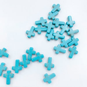 Small Cross Connector Bead, Turquoise Bead, Connector Charms, Religious Cross Jewelry Supplies, Beading // BBB Supplies // L-C091 (10 beads)