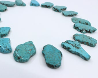 Türkis Scheibe Chunk unregelmäßige Perle, Stein Scheibe, vertikal gebohrt, natürlicher roher Stein, Schmuckzubehör // handgemachter Schmuck // handgemachter Stein