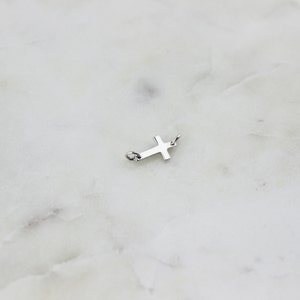 Sterling Silver Small Cross Connector Charm, Religious Jewelry Supplies, 925 Silver Finish Cross Charm // BBB Supplies // L-NN1070S (T07)