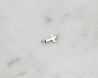 Sterling Silber Kleiner Kreuz Verbinder Charm, religiöser Schmuck Zubehör, 925er Silber Finish Kreuz Charm // handgemachter Schmuck // handgemachter Schmuck // Bohemian Liebe