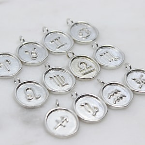 Sterling Silver Zodiac Astrology Charm, 925 Zodiac Charms, Astrological Charms, Custom Necklace Supply // BBB Supplies // L-VMZ003S (T13)