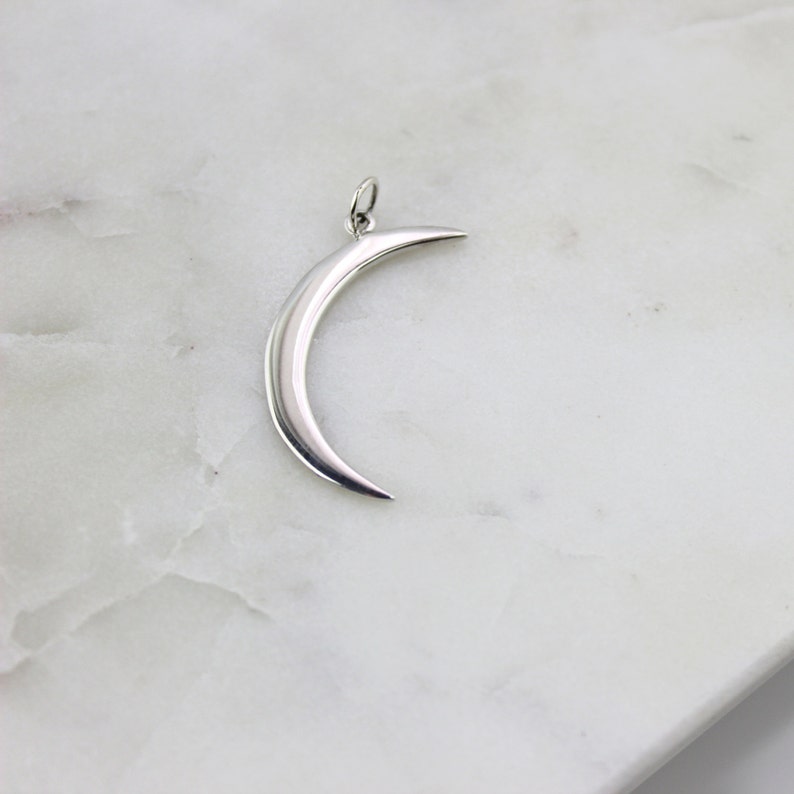 Crescent Moon Charm Sterling Silver LC-M11303S Sterling Silver Crescent Moon Charm Silver Moon Charm Sterling Silver Moon 925