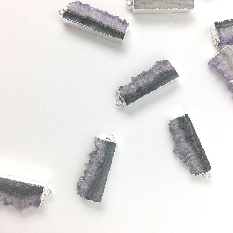 Amethyst Slice Slab Oklahoma City Mall Natural Japan Maker New Stone with Sterling 925 Silv Pendant